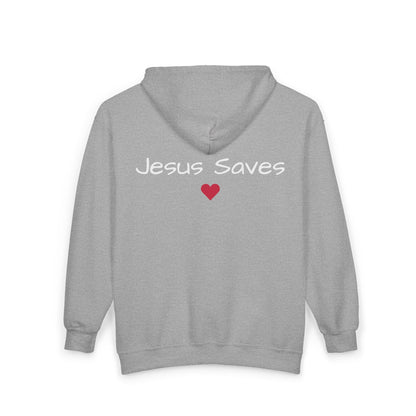 Jesus Saves (heart) - Full Zip Hooded Sweatshirt